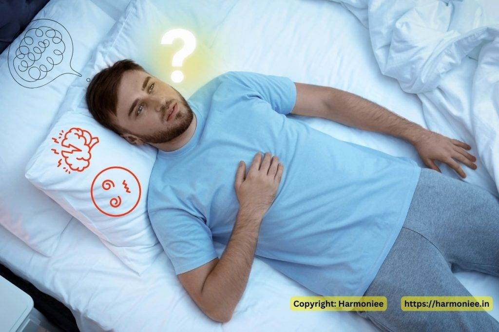 A man laying down bed facing sleep disorder due to Anxiety, Stress, worry
